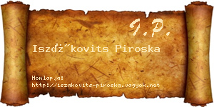 Iszákovits Piroska névjegykártya